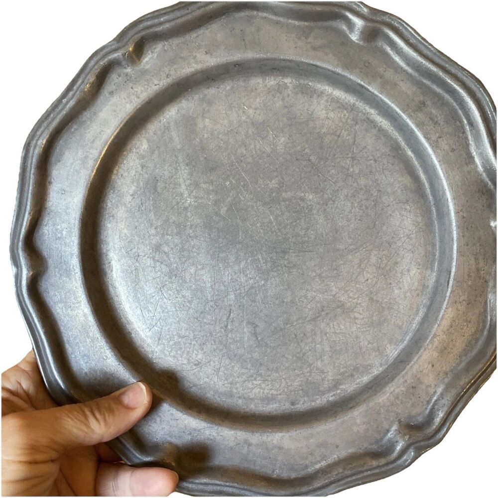 Crown Castle Ltd Pewter 10” Dinner Plate Queen Anne USA VINTAGE